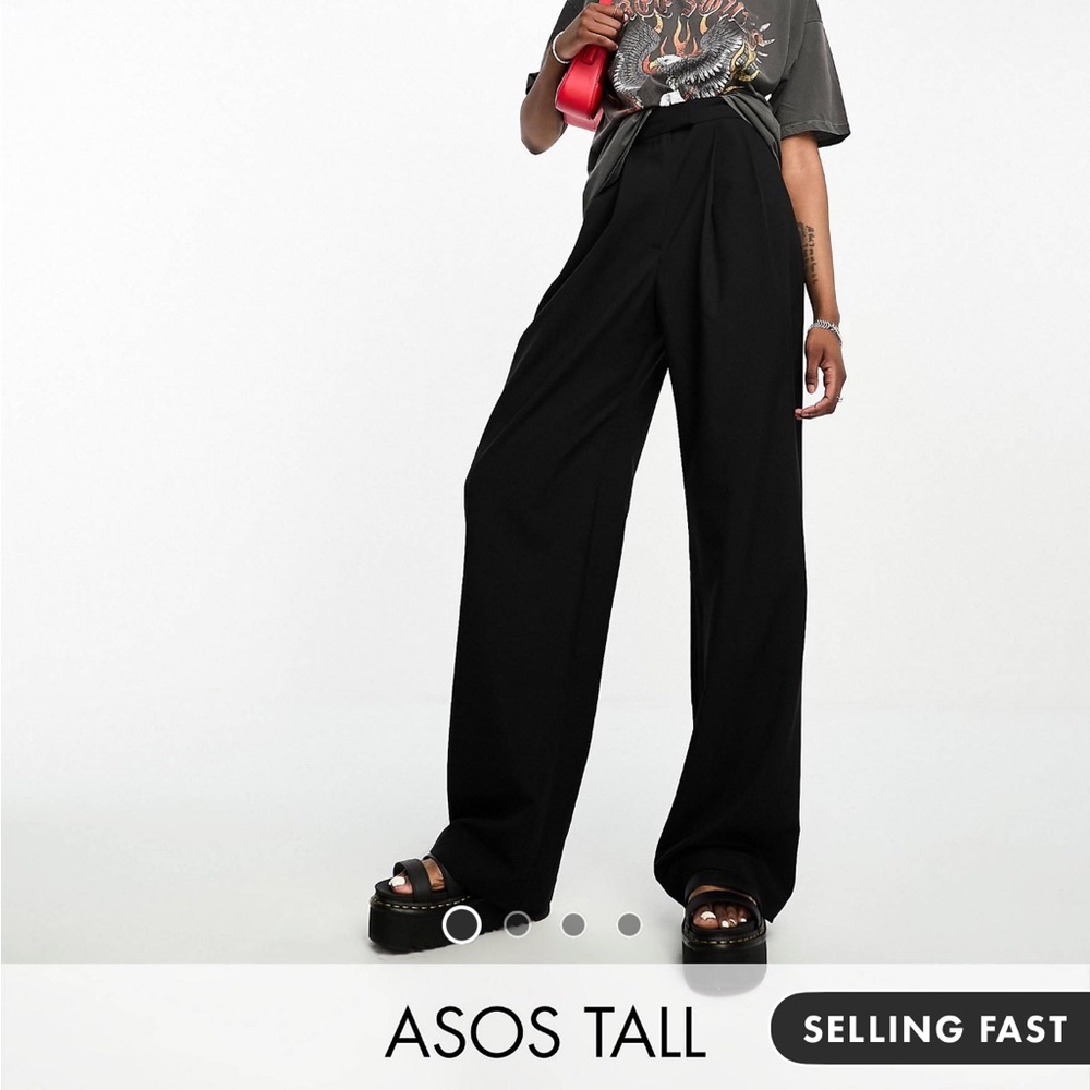 ASOS DESIGN Tall wide leg pants in black